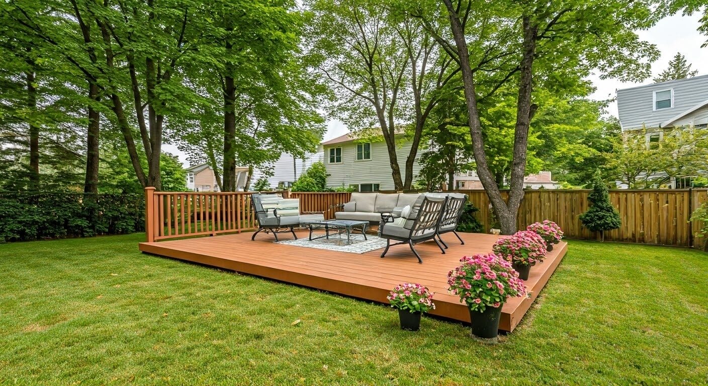 beautiful suburban backyard deck