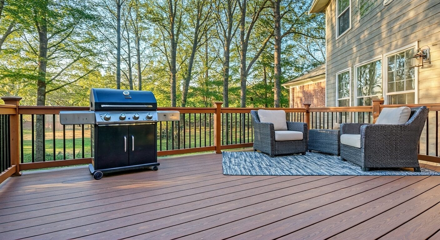 composite deck with seating area